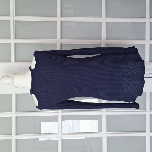 Chaser Dark Blue Cutout Waffle Knit Tee - Picture 4 of 13